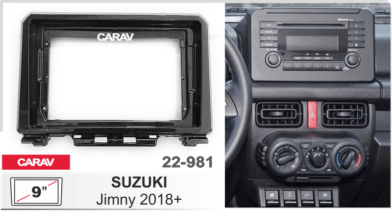 Перехідна рамка CARAV 22-981 для магнітоли з екраном 9" у Suzuki Jimny 2018+
